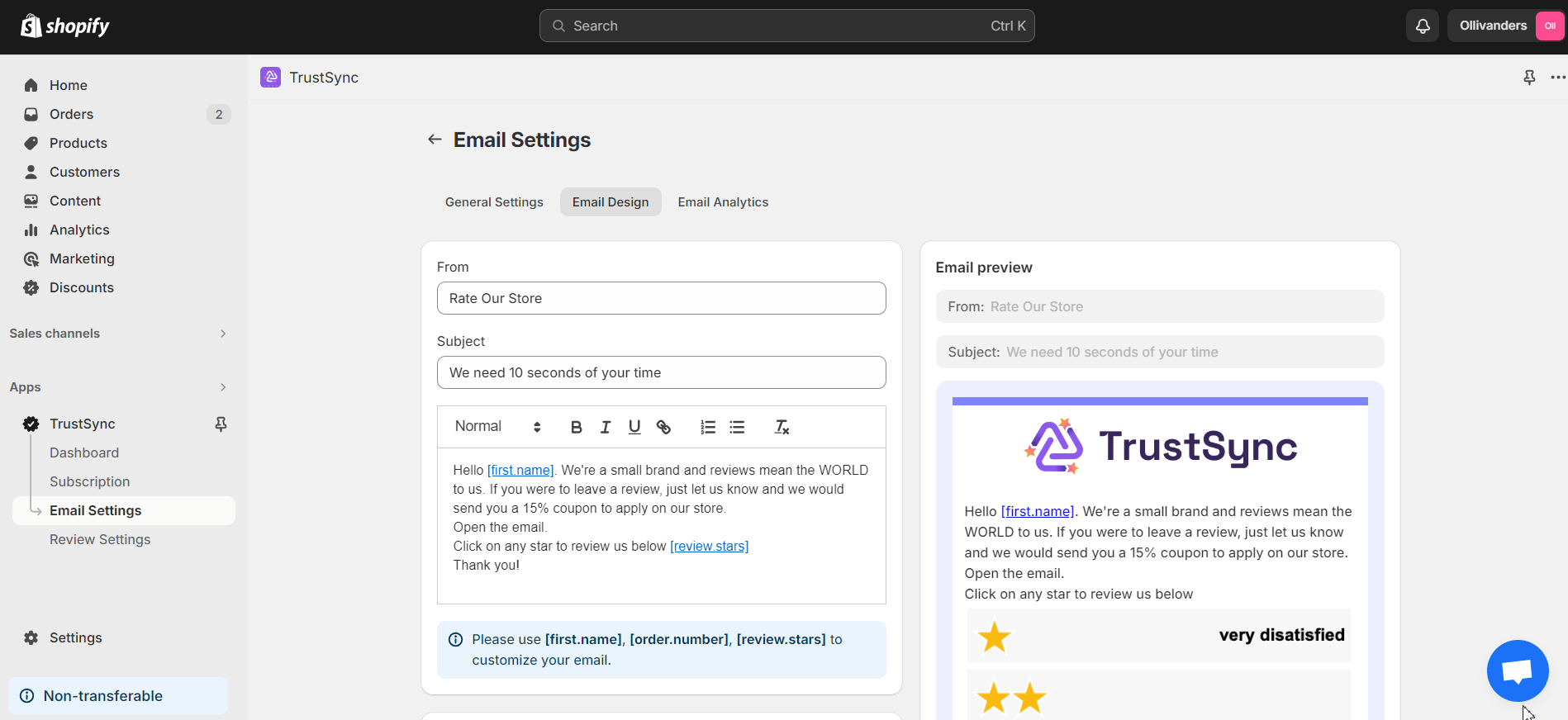 How To Design Review Request Email In TrustSync?