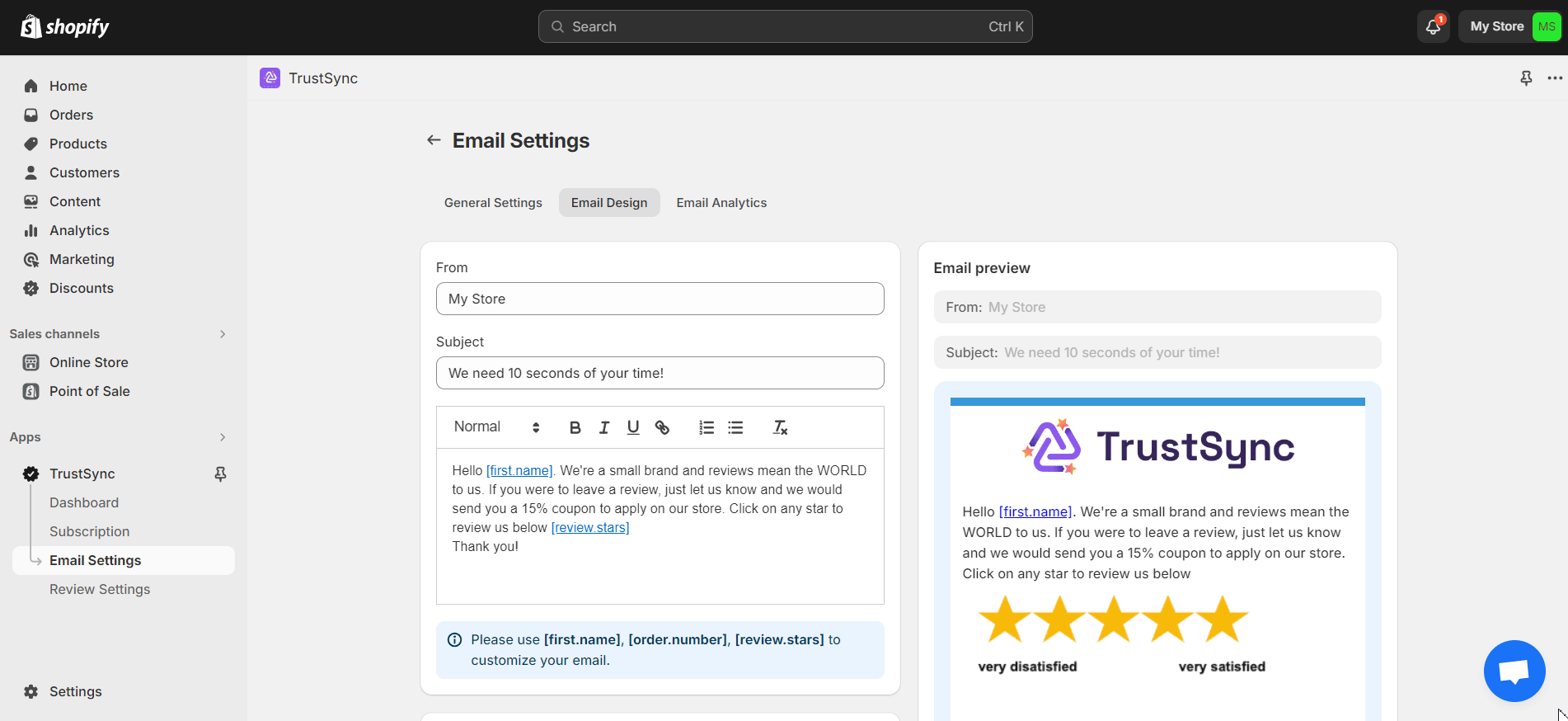 contact the support team to remove TrustSync credits in email