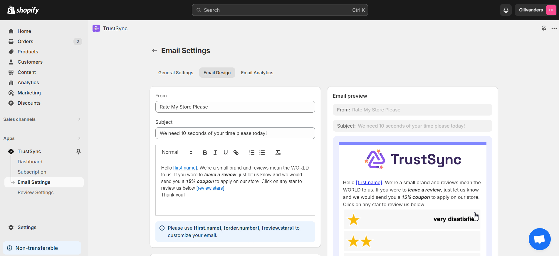 How To Design Review Request Email In TrustSync?