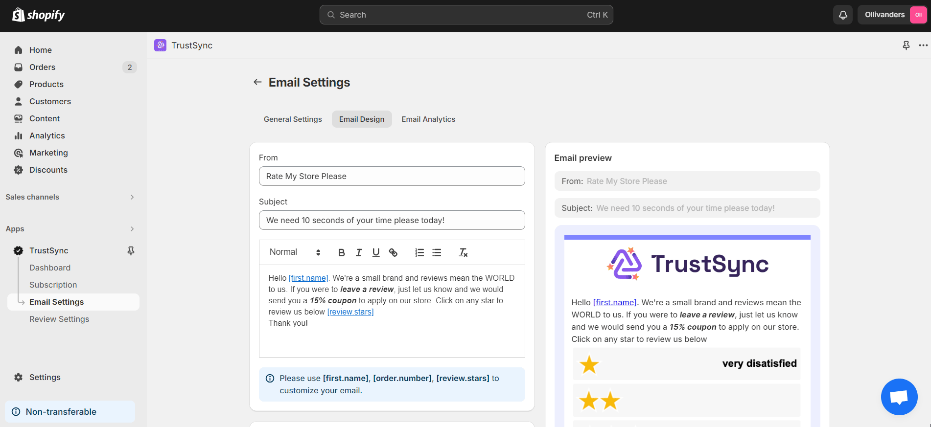 How To Design Review Request Email In TrustSync?