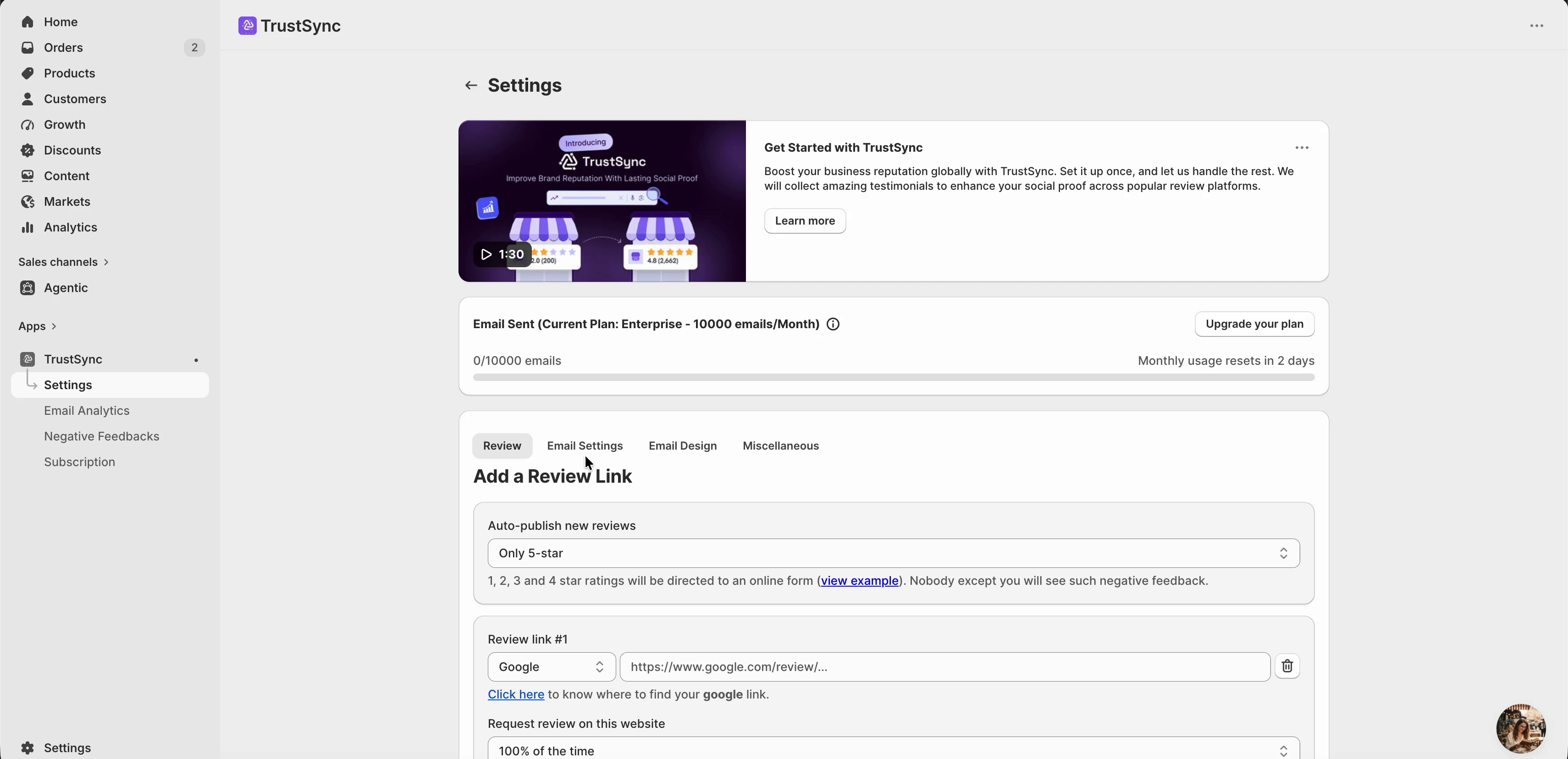 add the review link