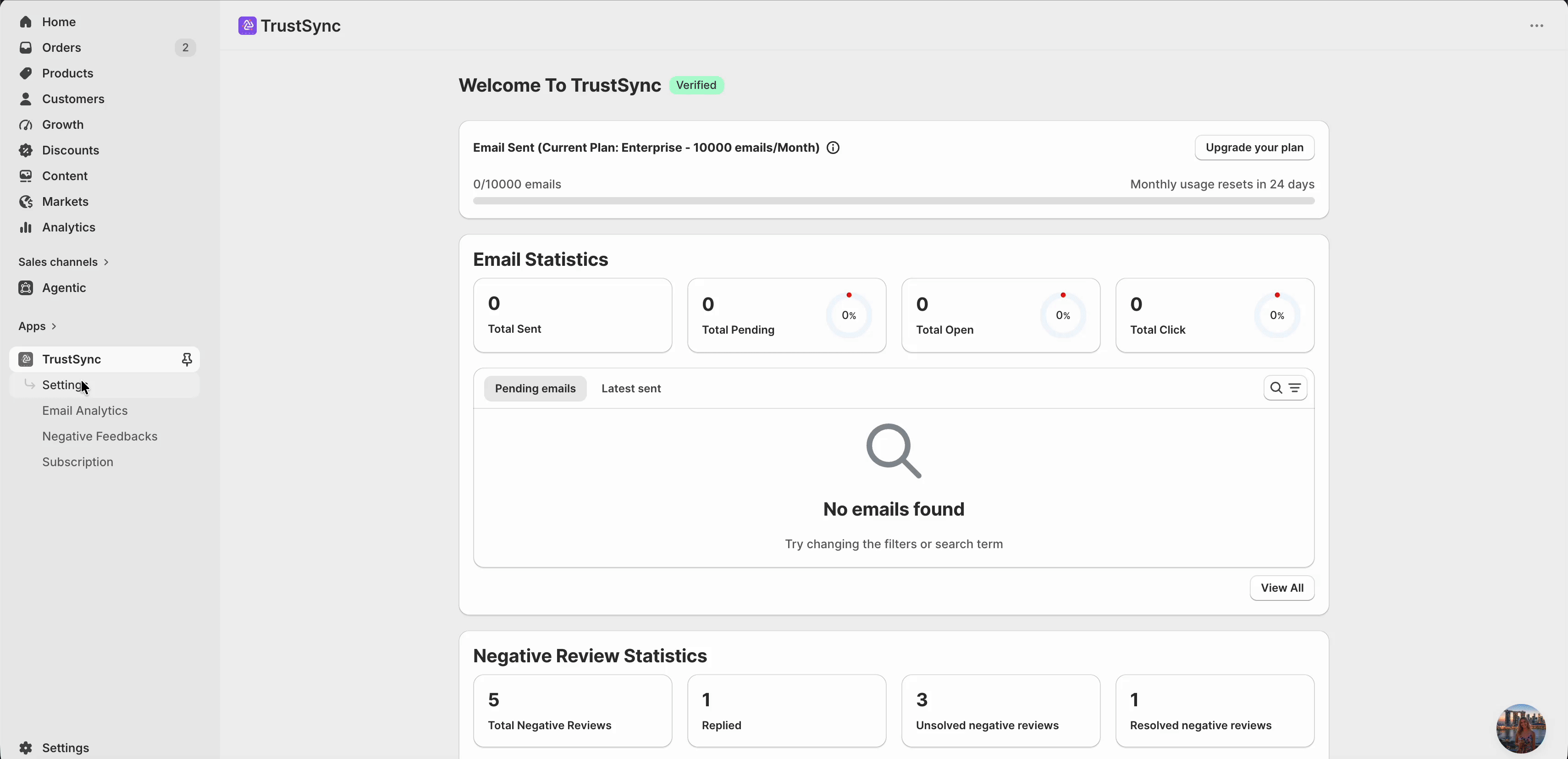 contact the support team to remove TrustSync credits in email
