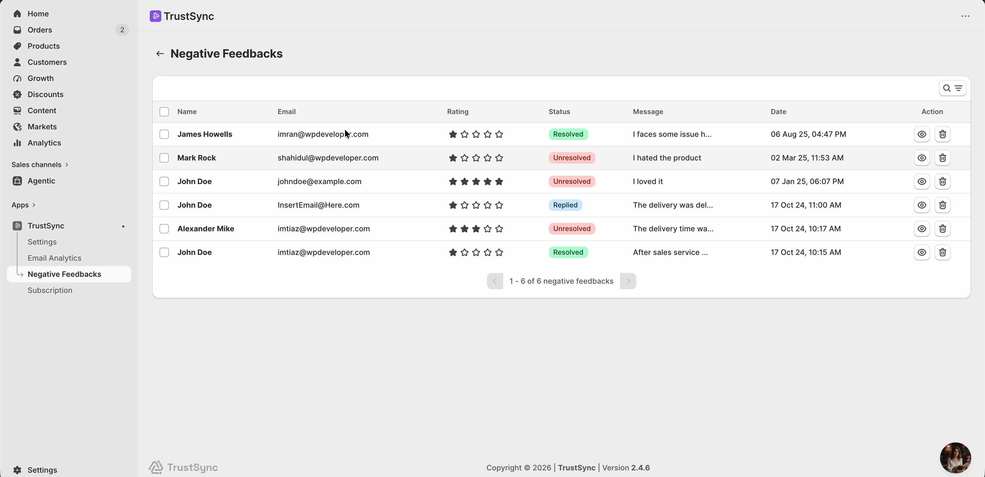 reaply to negative feedbacks